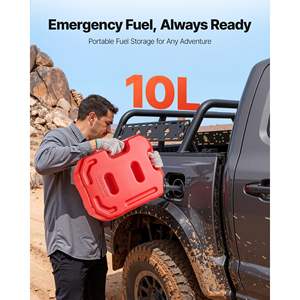 Réservoir de carburant sécurisé de 2,6 gallons pour voitures, motos, VTT, UTV, rouge, étanche, portable avec bec verseur verrouillable, débit maximal de 15 L/min - Product Image 2