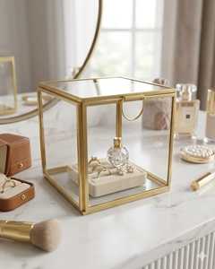 ARTINCO Transparent Glass Brass Jewelry <b>Box</b> Handmade Luxury Trinket <b>Box</b> for Wedding Return <b>Gifts</b> and Keepsakes - Product Image 2