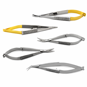 Ensemble d'instruments ophtalmiques Castroviejo TC, ciseaux Noyes, porte-aiguille, usage vétérinaire, réutilisable, manuel, certifié CE - Product Image 1