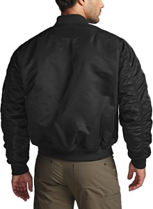 Blouson Bomber Homme Bleu Marine à Fermeture Éclair Col Montant Décontracté Coupe-Vent Hiver en Polyester Rembourré - Product Image 6