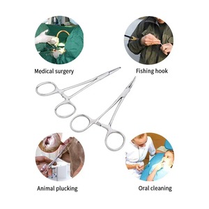 1 unidad Pinza hemostática quirúrgica manual de acero inoxidable Clase I, tipo hemostato, con bloqueo, tipo alicates de pesca, punta curva y recta - Product Image 2