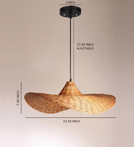 Modern Wicker Pendant <b>Light</b> Handwoven Rattan Hanging Lamp <b>Boho</b> Style <b>Ceiling</b> Pendant Natural Cane Weave Pendant Lighting - Product Image 2