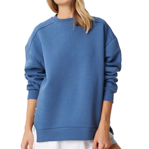 Sudadera de lana para mujer, jersey suave con cuello redondo, manga larga, top informal, ropa cómoda y acogedora para otoño, corte holgado, bordado - Product Image 1