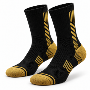 Chaussettes de sport montantes pour hommes, amorties, respirantes, en maille, avec logo personnalisé sur le bord, idéales pour la course et la saison estivale - Product Image 4