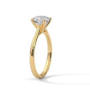 Trendy & Classic Diamond Ring With Round Cut Prong Set Lab Grown Diamond Solitaire Band <b>For</b> <b>Her</b> Made From 14kYellow Gold - Product Image 3