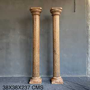 Colonne décorative en teck massif sculptée à la main, style vintage indien, pour projets de temples, villas et hôtels |   Mix & Match 1 Contenant - Product Image 1