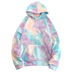 Sweat-shirts à capuche personnalisés en molleton tie-dye coupe classique pour l'hiver, style streetwear, en coton mélangé pour hommes - Product Image 2