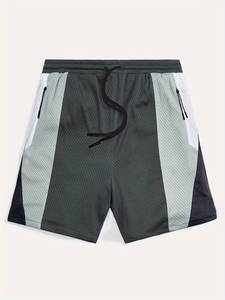 Pantalones Cortos de Baloncesto Transpirables para Hombre, de Malla Sólida, con Cintura Ajustable con Cordón, Corte Medio, Diseño de Paneles en Material Impermeable de Spandex/Poliéster - Product Image 4