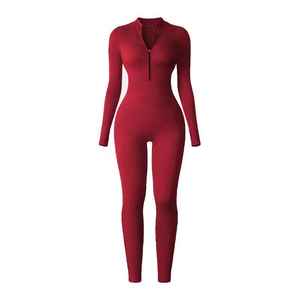 Combinaison de sport pour femme de qualité supérieure, respirante, au design personnalisé, côtelée, à manches longues et avec fermetures éclair - Product Image 3