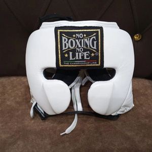 Protège-têtes de sparring blancs personnalisés à lacets réglables No Boxing No Life pour la protection professionnelle des combats et de l'entraînement - Product Image 1
