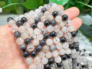 Natural <b>Black</b> Rutilated Quartz Smooth Round Gemstone Beads 4mm 6mm 8mm 10mm Loose Stone Beads for Jewelry Making Wholesale - Product Image 6