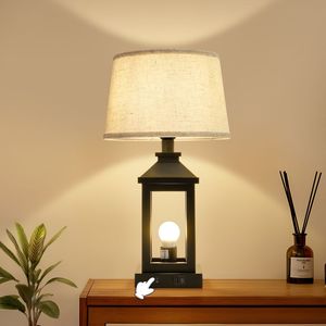 Lampada da Comodino Moderna Nera Stile Fattoria a 3 Intensità di Luminosità, 20.5 Pollici, con Controllo Touch - Product Image 2