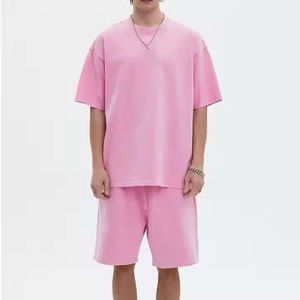 Ensemble homme personnalisé 2026 : T-shirt à capuche uni léger 280 g/m² en coton épais et short de sport 100 % coton coupe classique - Product Image 4