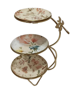 Floral Metal 3-Tier Modern Cake Stand Dessert Rack Gold Color Tabletop Use for Serving Jewelry Display Party Wedding Home <b>Decor</b> - Product Image 1