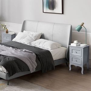 2 Comodini Moderni in Legno Massello Stile Country a Due Livelli, Eleganti Tavolini Laterali di Grandi Dimensioni per Camera da Letto o Appartamento, Assortiti - Product Image 5