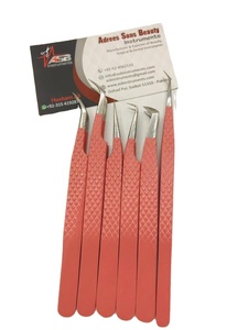 Pinzas para pestañas con empuñadura de diamante de 45 grados con logotipo personalizado, punta de volumen de acero inoxidable sostenible probada a mano, etiqueta privada puntiaguda - Product Image 2