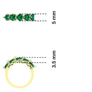 Anillo de Boda y Fiesta de Media Eternidad con Diamantes de Laboratorio en Forma de Corazón, Oro Sólido de 14 Quilates - Product Image 3