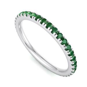 Anillo de lujo en oro rosa con esmeralda verde, corte brillante redondo, apilable, banda de eternidad, alto brillo, joyería de moda para mujer, regalo. - Product Image 3