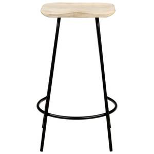 Ensemble de 2 tabourets de bar en bois blanchi et métal noir - Product Image 3