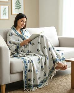 <b>Luxury</b> Antique Hand Block Print Cotton Throw <b>Blanket</b> Trendy Home Decor for Living Room Sofa Couch Travel Home Textile - Product Image 1