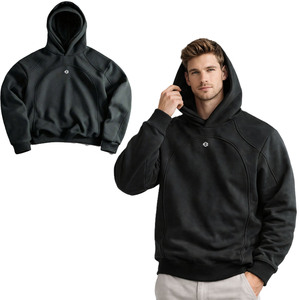 Sudaderas con Capucha de Doble Capa, de Algodón Grueso, para Hombre, Estilo Oversize con Paneles Raglán, Sudaderas Urbanas, Personalizadas, Suministro al por Mayor OEM - Product Image 1
