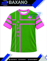 Alpha |   Kapa |   T-shirt personnalisé pour femmes Alpha Sorority, vert rose, lettres grecques brodées, style preppy, col rond, t-shirt décontracté