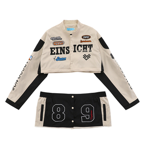 High Quality ODM OEM Customized 100% Cotton Racer Varsity <b>Jacket</b> <b>Slim</b> <b>Fit</b> Plus Size Long Streetwear Stand Collar - Product Image 3