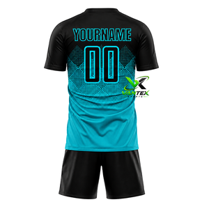 Vantex Sports Custom Quick Dry <b>Soccer</b> Jersey Kit Black Teal Polyester Short Sleeve Team Uniform Print 00 - Product Image 2