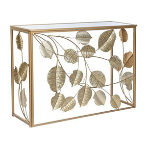 Mesa de consola con acabado dorado y verde de metal con tapa de espejo de cristal decoración del hogar precio personalizado productos de alta calidad - Product Image 2