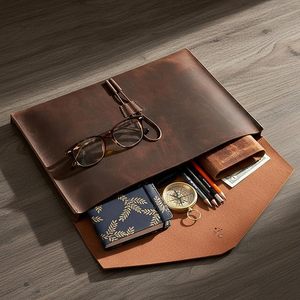 Genuine Leather Portfolio Folder Document <b>Bag</b> with A4 Size File Organizer for Laptop & <b>Tablet</b> Men & Women - Product Image 3