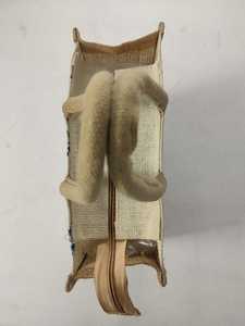 Eco Friendly Natural Jute Tote <b>Shopping</b> <b>Bag</b> with Printed Fabric Front Panel Durable Jute Handles Top <b>Zip</b> Closure Wedding Ready - Product Image 2