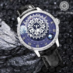 Reloj Mecánico de Lujo Charm_Jewells, Caja de Acero Inoxidable, Correa de Cuero, Fase Lunar, Esfera de Cristal de Zafiro, 40 mm, Analógico, Unisex - Product Image 6