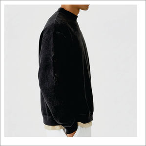 เสื้อสเวตเชิ้ตคอกลมผ้าฝ้ายแท้ 100% แบบเรียบ  พร้อมสกรีนโลโก้ตามสั่ง แขนยาว ทรงโอเวอร์ไซส์ สำหรับผู้ชาย - Product Image 4