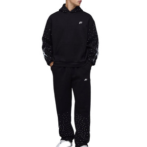 Ensembles de sweats à capuche premium pour hommes, survêtements streetwear personnalisables avec logo, en molleton 100% coton épais, vente en gros B2B USA - Product Image 3