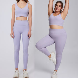 Ensembles de vêtements de sport élégants grande taille jusqu'à 4XL, soutien-gorge de yoga à bretelles avec leggings de sport très extensibles, vêtements d'exercice - Product Image 2