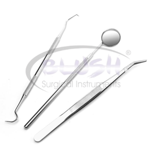 Dental Hygiene Kit Oral Care Set with Mouth Mirror Tweezers Dental Probe Multi Color Dental Tools Steel by <b>Blush</b> Surgical - Product Image 3