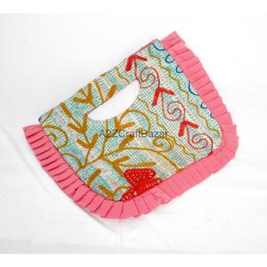 Indian Fashion Bohemian Style Designer Women Kantha Clutch Messenger Shoulder <b>Bag</b> Handmade Ruffles Suzani Pattern <b>Foldable</b> - Product Image 4