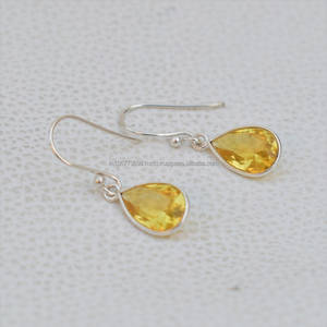 925 Sterling Silver <b>Earring</b> Beautiful Gemstone Cabochon Stone <b>Earring</b> Birthday Citrine <b>Earring</b> Gift For Her For Women - Product Image 4