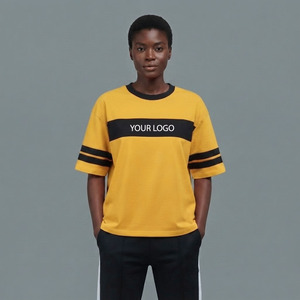 T-shirt surdimensionné personnalisé à col rond et épaules tombantes pour femme, coupe ample, style streetwear décontracté, manches courtes, bicolore, pour l'été - Product Image 1