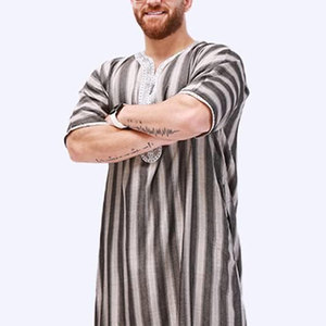 เสื้อผ้ามุสลิมแบบเรียบร้อยพร้อมโลโก้สั่งทำได้ในราคาที่เหมาะสม ชุดญุบบะห์ผู้ชายแบบหรูหราสไตล์อาหรับ คอตั้ง เสื้อคลุมยาว / ทาวบ์ - Product Image 5