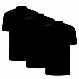 Polo à manches courtes en tricot noir pour homme, couleur unie, style décontracté, coupe classique, design boutonné - Product Image 1