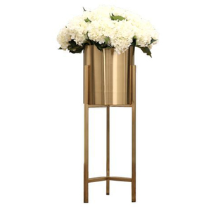 Gold Metal <b>Plant</b> <b>Stand</b> with Cylindrical Planter for Indoor Flowers Placement & Function Tall Indoor Floor <b>Plant</b> Home Decor - Product Image 1