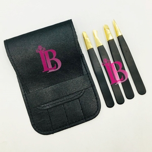 Set de Cejas Negro con Detalles Dorados, Pinzas para Cejas con Mango Liso, Personalización de Logotipo, Hecho a Mano, Sostenible, MOQ Bajo - Product Image 2