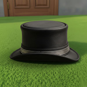 Chapeau en cuir noir fait main, style steampunk, avec concho étoile argentée, idéal pour festival gothique western ou cosplay – Vente flash - Product Image 3