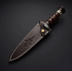 Couteau de chasse/skinner artisanal en acier inoxydable, personnalisable OEM, manche en bois Pakka, étui en cuir, ZA DAMASCUS MAKERS - Product Image 3