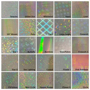 Wholesale PET Multi Pattern <b>Transparent</b> Holographic Self Adhesive Film Packaging Branding Stickers Photo Frames Decorative Craft - Product Image 2