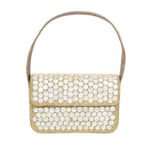 Sac à bandoulière en daim fait main avec perles et pompons, sac à main classique décontracté pour soirée, fête ou mariage - Product Image 3