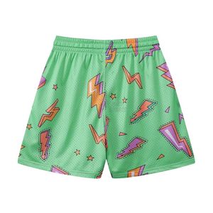 Shorts en maille Streetwear Pop Art Vert Éclair Imprimé par Sublimation Respirant en Polyester Léger pour le Basketball et la Gym - Product Image 2