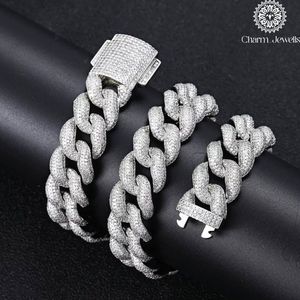 Collier pour homme Charm_Jewells en moissanite, coupe brillante ronde, chaîne à maillons, plaqué rhodium, argent 925, style hip-hop - Product Image 1