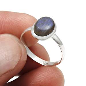 Brilliant Oval Cut <b>Labradorite</b> Gemstone <b>Ring</b> Made of 925 Sterling Silver Handmade Bohemian Jewelry Available At Reasonable Price - Product Image 3